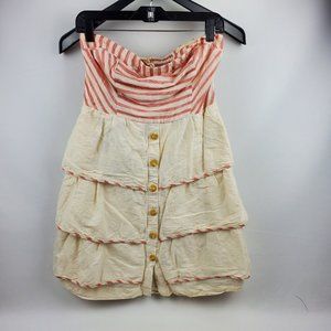 Maeve by Anthropologie Womens Sweet Shoppe Tiered Dress Cream Red Stripe Size 8